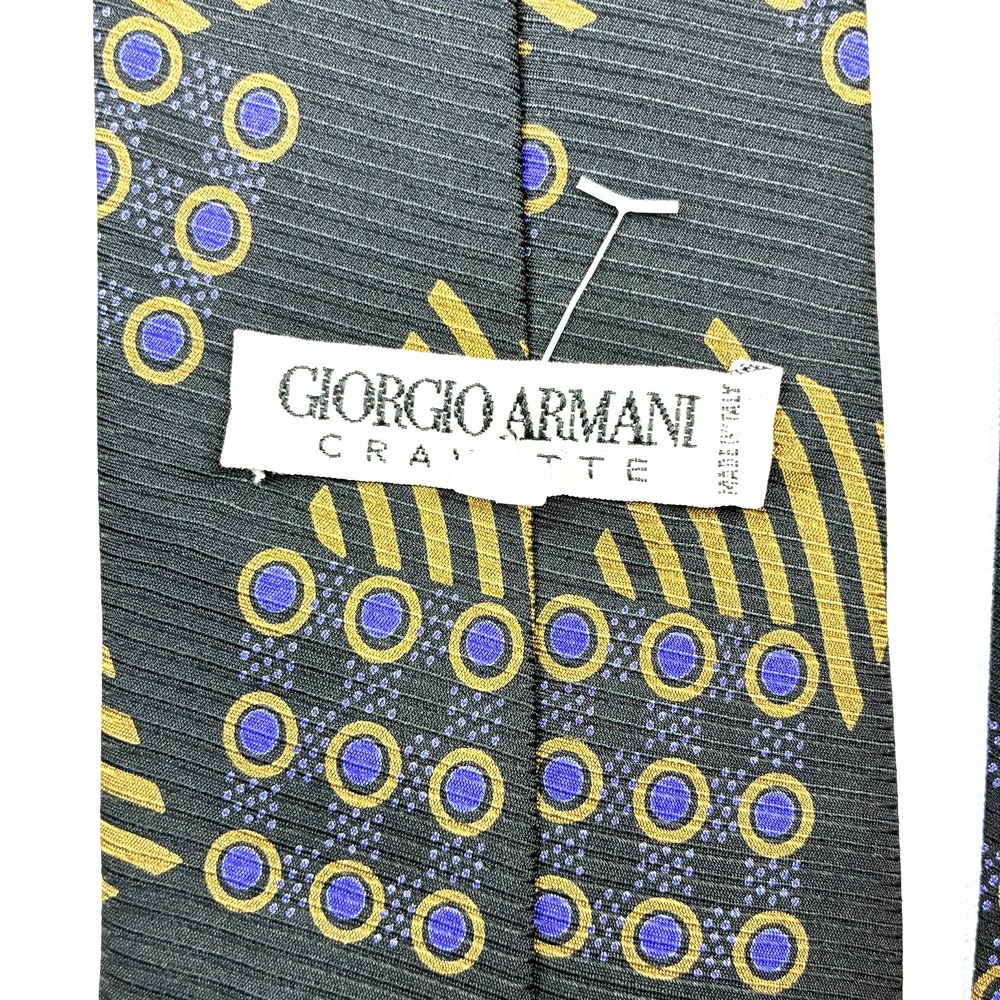 Giorgio Armani Silk Tie Cravatte Abstract Art Print Black Gold Made in Italy - Picture 6 of 8